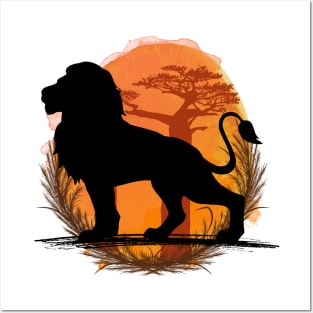 Lion Silhouette - Savannah Posters and Art